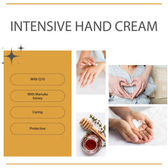 Camille Intensive hand cream is een intensief verzorgende en beschermende handcrème met Q10 en Manuka Honing.